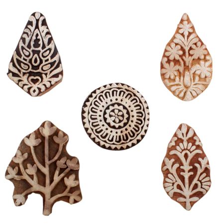 Set of 5 Piece New Mix Wooden Printing Blocks